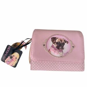 Vintage Y2K 2000’S TOP MODEL Pink Wallet Women’s Faux Leather Dog Polka Dot NEW